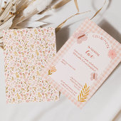 Roze Gingham vlinder met bloemen Verjaardag Kaart