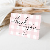 Roze Gingham Vouw Dank Je Kaart