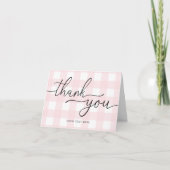 Roze Gingham Vouwkaart Bedankt Kaart (Voorkant)