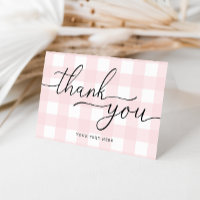 Roze Gingham Vouwkaart Bedankt