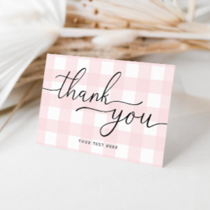 Roze Gingham Vouwkaart Bedankt Kaart