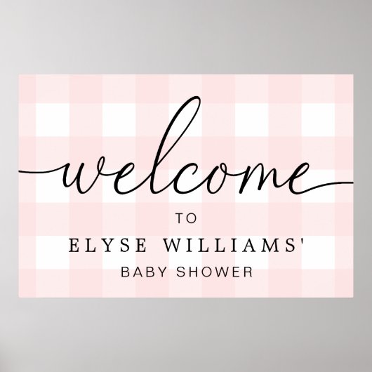 Roze Gingham Welcome Sign. Poster (Voorkant)