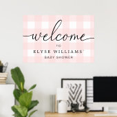 Roze Gingham Welkom Poster (Thuiskantoor)