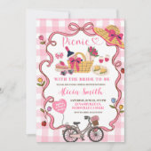 Roze Gingham Whimsical Picknick Bruiloft Feest Uit Kaart (Voorkant)