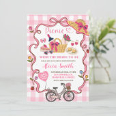 Roze Gingham Whimsical Picknick Bruiloft Feest Uit Kaart (Staand voorkant)