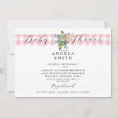 Roze Gingham Wildflower Baby shower Kaart (Voorkant)