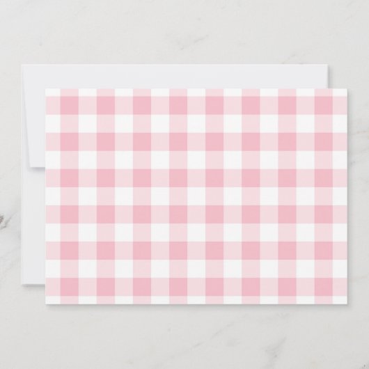 Roze Gingham Wildflower Baby shower Kaart (Achterkant)