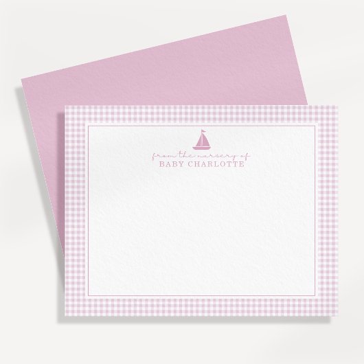 Roze Gingham Zeilboot Kraam Briefkaart