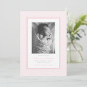Roze gingham zoete ruitvormige geboorteaankondigin aankondiging (Staand voorkant)