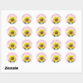 Roze Gingham Zonnebloem BABY SHOWER Stickers (Vel)
