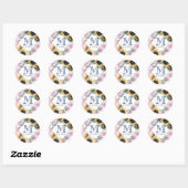 Roze Gingham Zonnebloem Dank Je Ronde Sticker (Vel)