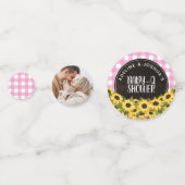 Roze Gingham & Zonnebloemen Baby-Q Douche Confetti (Voorkanten)