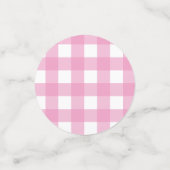 Roze Gingham & Zonnebloemen Baby-Q Douche Confetti (Kleine voorkant)