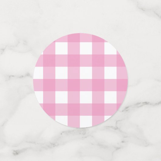 Roze Gingham & Zonnebloemen Baby-Q Douche Confetti (Kleine voorkant)