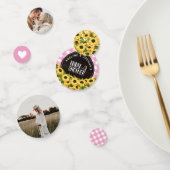 Roze Gingham & Zonnebloemen Baby-Q Douche Confetti (Groep)