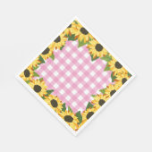 Roze Gingham & Zonnebloemen Servet (Hoek)