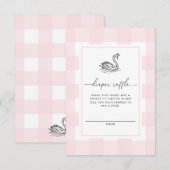 Roze Gingham Zwanen Luier Raffel Ticket Bijlage Kaart (Voorkant / Achterkant)