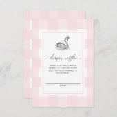 Roze Gingham Zwanen Luierspel Ticket Bijlage Kaart (Voorkant / Achterkant)