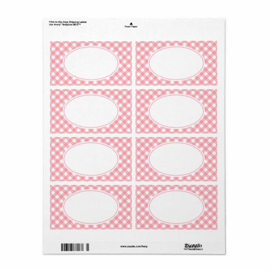 Roze GinghamLabels Etiket (Full Sheet)