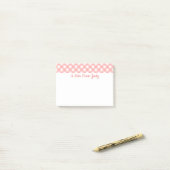 Roze Ginghamruitpatroon Post-it® Notes (Op bureau)