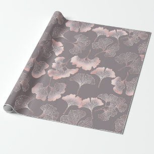 Roze Ginkgo-blad Botanisch Patroon Cadeaupapier