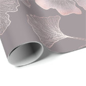 Roze Ginkgo-blad Botanisch Patroon Cadeaupapier (Rol Hoek)