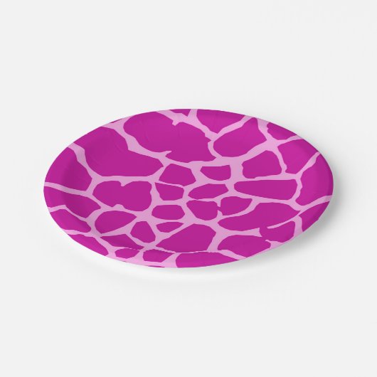 Roze giraf wild oerwoud mode glamour papieren bordje (Gekanteld)