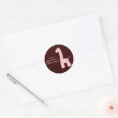 Roze Giraffe adreslabel Ronde Sticker (Envelop)