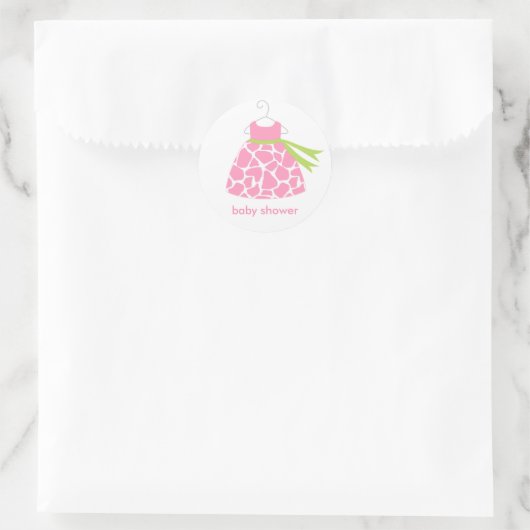 Roze Giraffe Afdrukdrukkers Ronde Sticker (Tas)