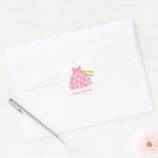 Roze Giraffe Afdrukdrukkers Ronde Sticker (Envelop)