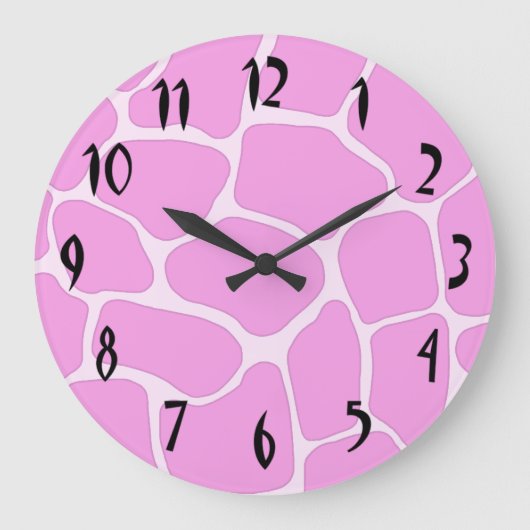 Roze Giraffe Afdrukmuur Grote Klok (Voorkant)