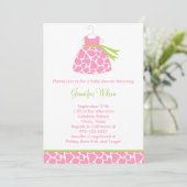 Roze Giraffe Afdrukuitnodiging Baby shower Kaart (Staand voorkant)
