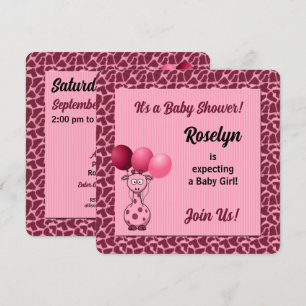 Roze Giraffe Animal Print Baby shower Kaart