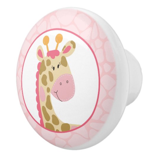 Roze Giraffe Baby Girl Nursery Oerwoud Cute Keramische Knop (Rechts)