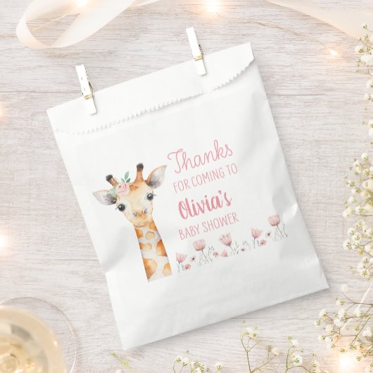 Roze Giraffe Baby shower Bedankzakje