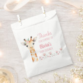 Roze Giraffe Baby shower Bedankzakje (Geknipt)