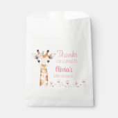 Roze Giraffe Baby shower Bedankzakje (Voorkant)