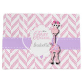 Roze Giraffe Baby shower Groot Cadeauzakje (Voorkant)