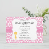 Roze Giraffe Baby Shower Invitaties Kaart (Staand voorkant)