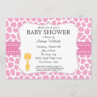 Roze Giraffe Baby Shower Invitaties Kaart