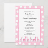 Roze Giraffe baby shower of verjaardagsfeest Kaart (Voorkant / Achterkant)