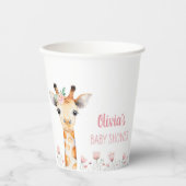 Roze Giraffe Baby shower papieren bekers (Voorkant)
