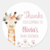 Roze Giraffe Baby shower Sticker (Voorkant)