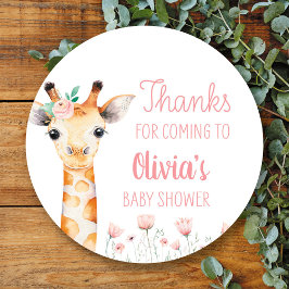 Roze Giraffe Baby shower Sticker