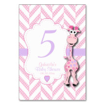 Roze Giraffe Baby shower - Tafelnummers