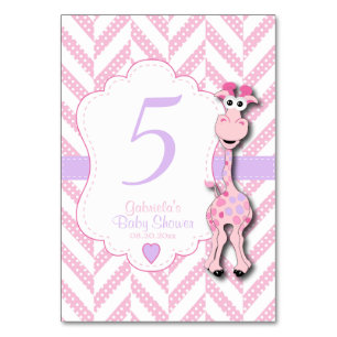 Roze Giraffe Baby shower - Tafelnummers