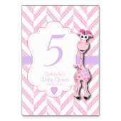 Roze Giraffe Baby shower - Tafelnummers (Achterkant)