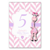 Roze Giraffe Baby shower - Tafelnummers (Voorkant)