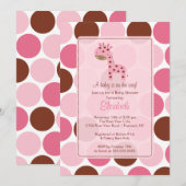 Roze Giraffe Baby shower Uitnodiging (Voorkant / Achterkant)
