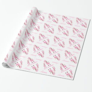 Roze Giraffe Baby shower Verpakkingspapier Cadeaupapier